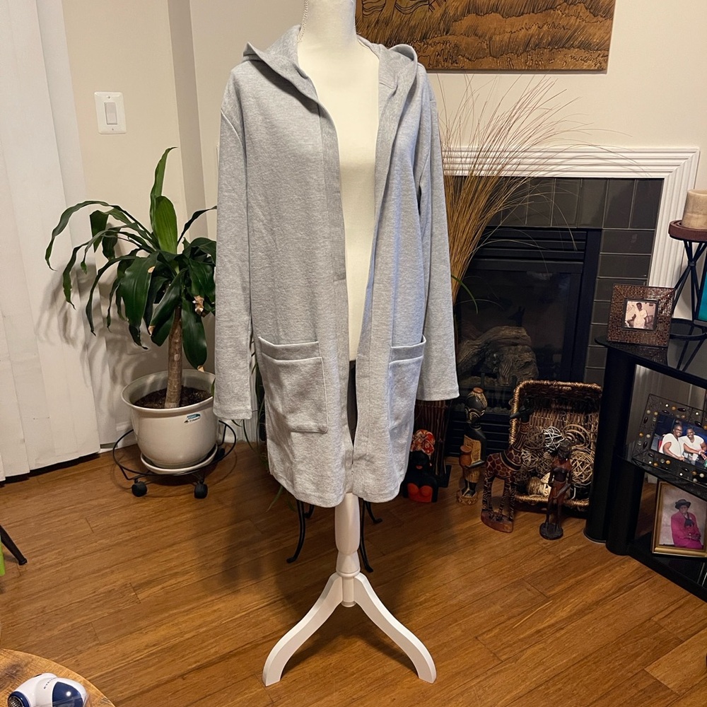 Elegant Gray Women's Hooded Jacket
